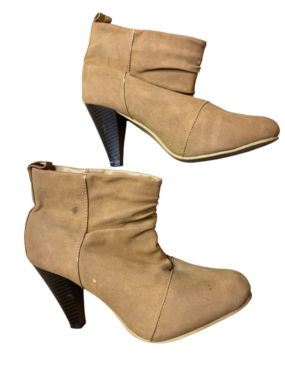 Suzy Shier Tan Suede Ankle Boots - Size 9 - Block Heel